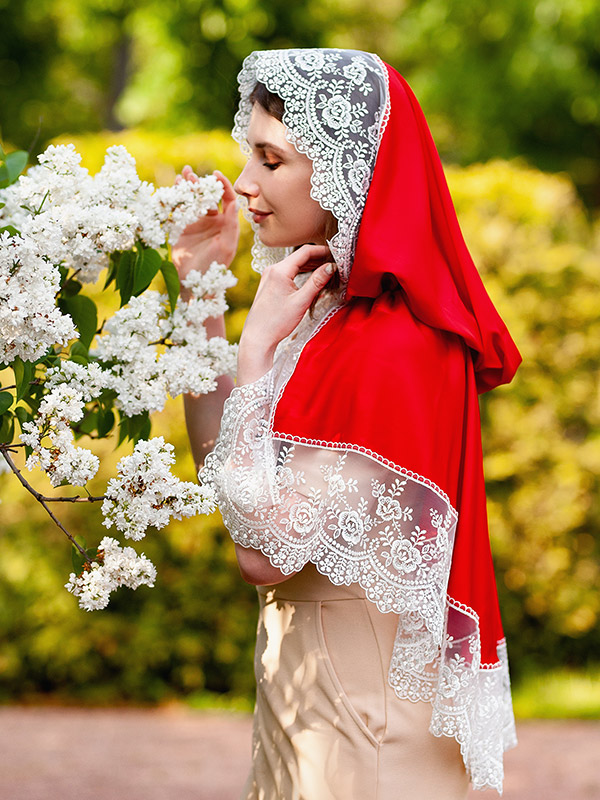 Красный платок с капюшоном "Каролина" фото 4