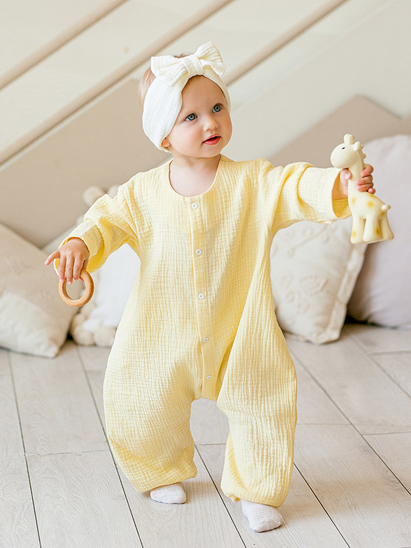 Комбинезон Облачко желтый из муслина фото 1