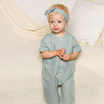 Льняной комбинезон Ветерок полынь - миниатюра фотографии товара в каталоге ЛиноБамбино