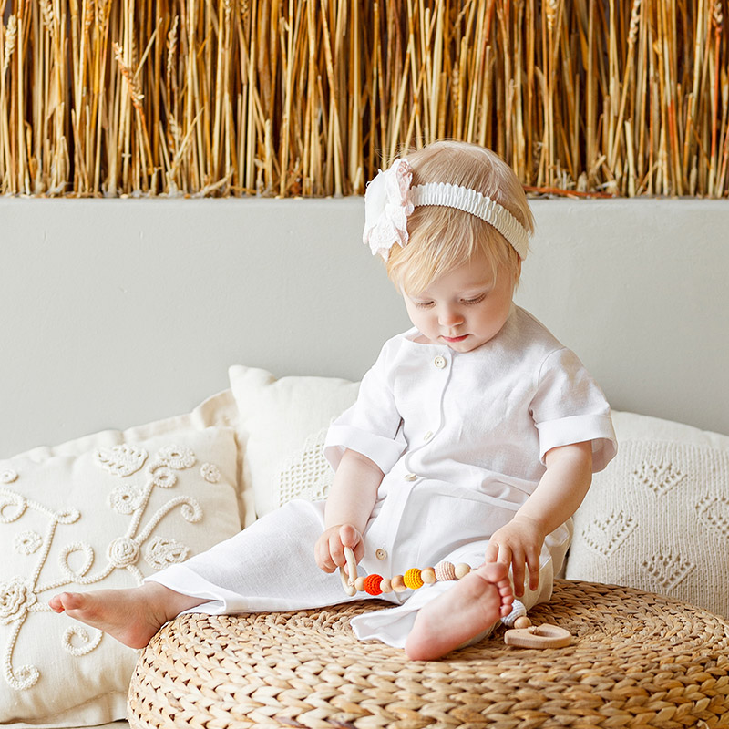 Льняной комбинезон Ветерок белый фото 5