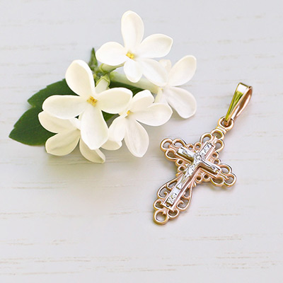 Золотой крестик 10278АКВ - миниатюра фотографии товара в каталоге ЛиноБамбино