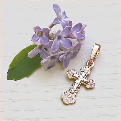 Золотой крестик 10201АКВ - миниатюра фотографии товара в каталоге ЛиноБамбино