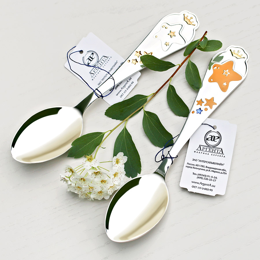 Серебряная ложка и вилка "Звездочка" фото 2