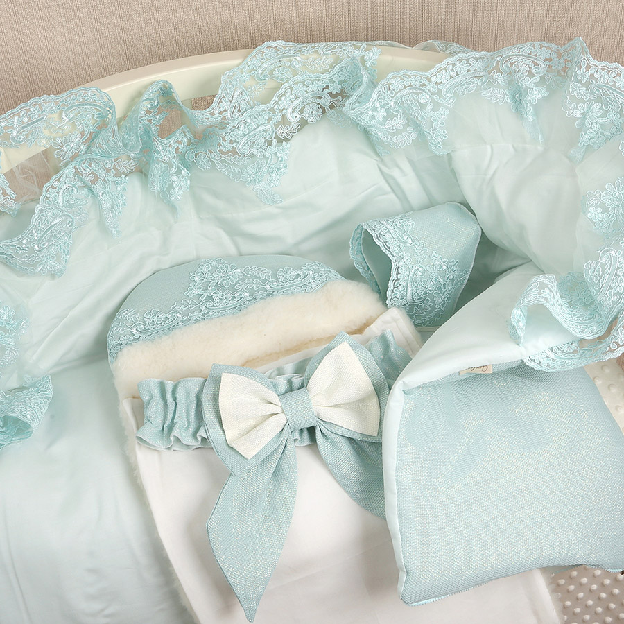 Комплект на выписку девочки "Люрекс" молоко-тиффани фото 12
