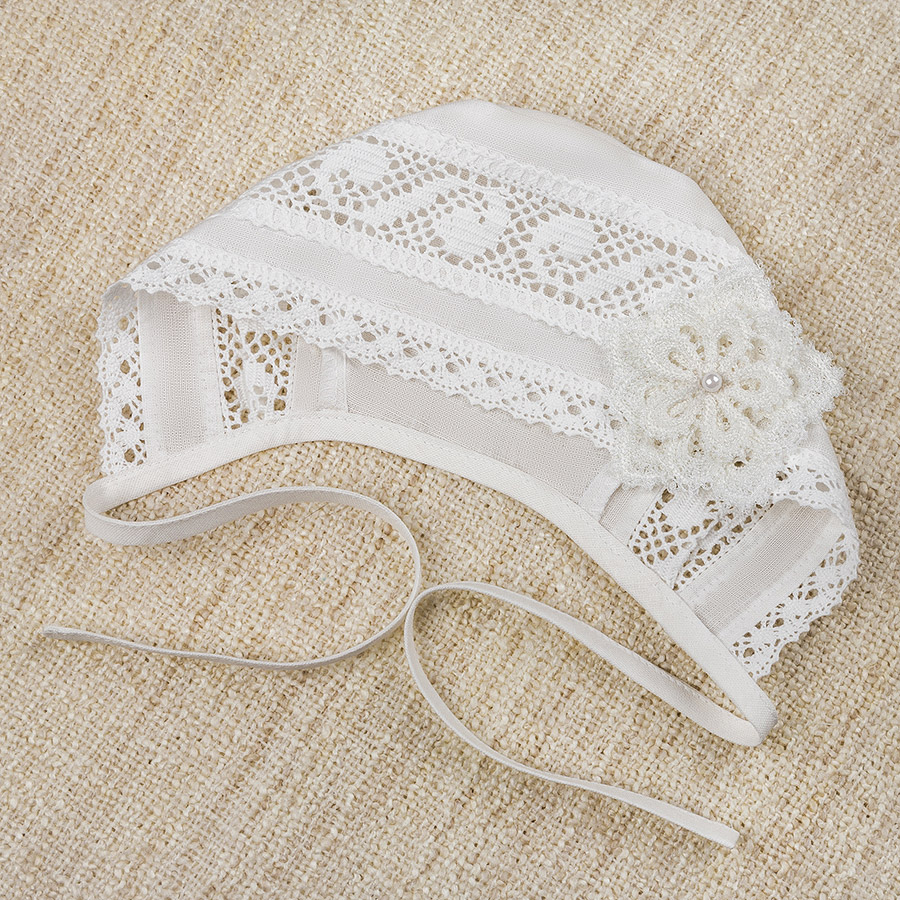 Чепчик с кружевным цветком "Катерина" фото 3
