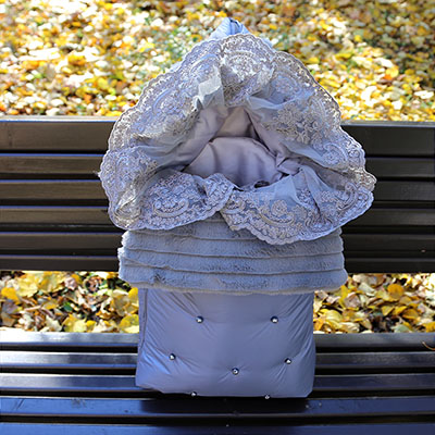 Фото товара "Зимний конверт на выписку "Пуф", парламент" из магазина ЛиноБамбино