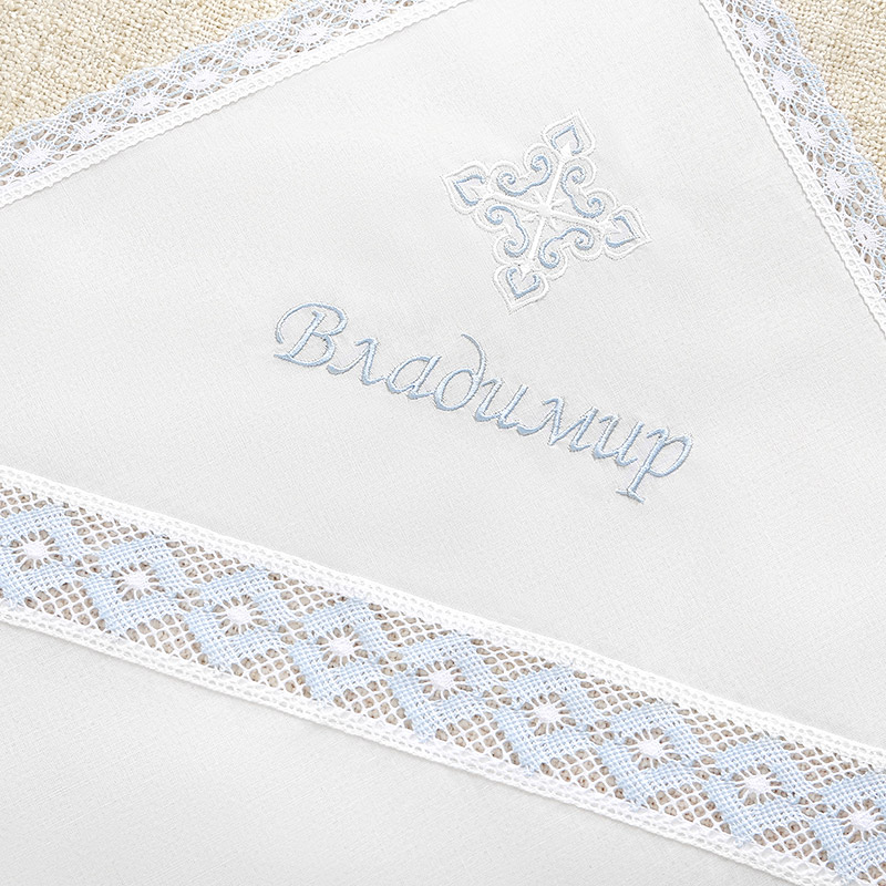 Крестильная пеленка голубые ромбы фото 3