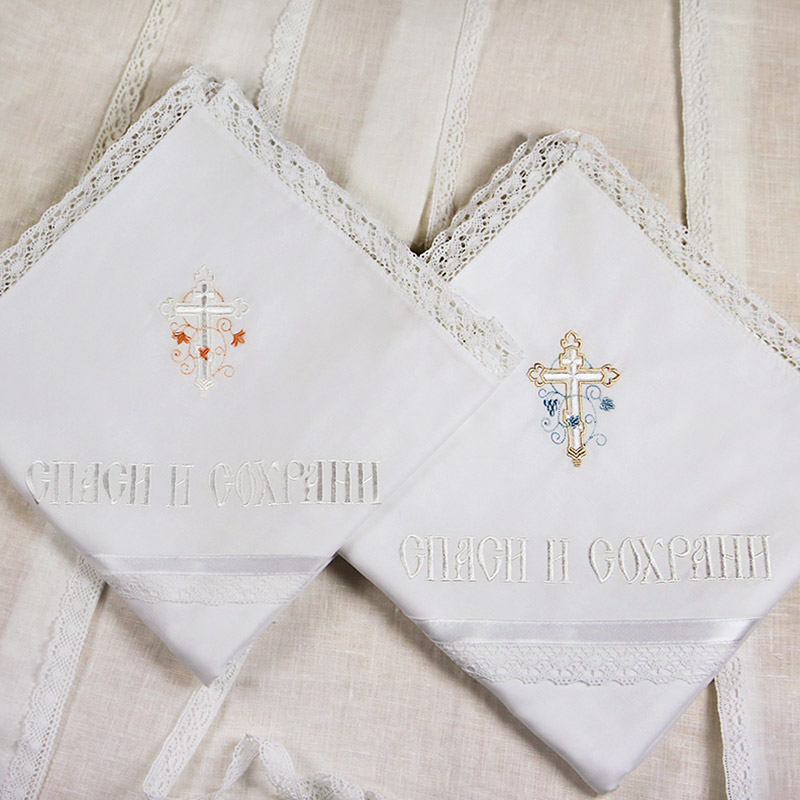 Теплая кружевная крыжма "Обвитый крестик с молитвой" фото 1