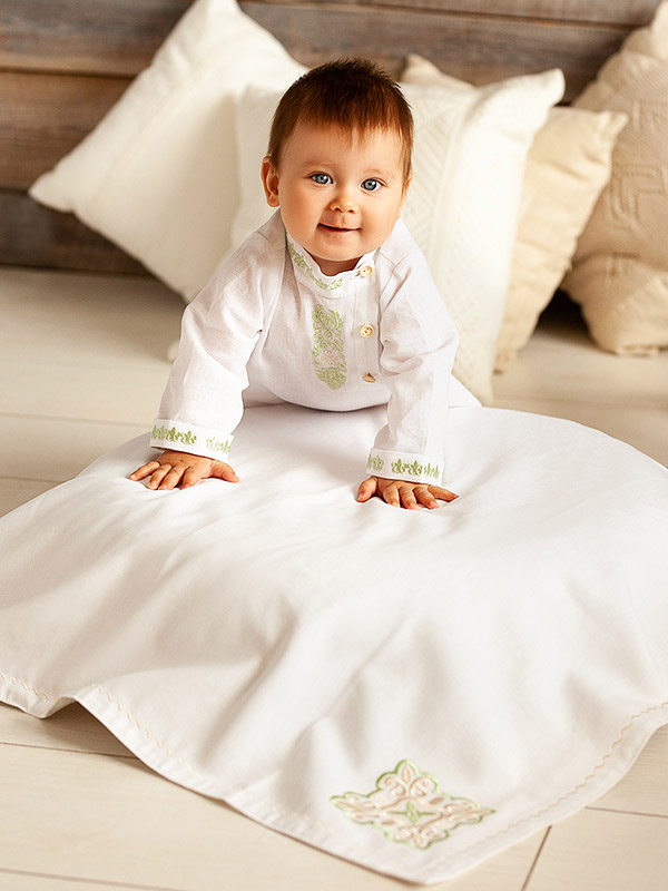 Крестильный комплект "Елисей" для мальчика с пеленкой фото 3