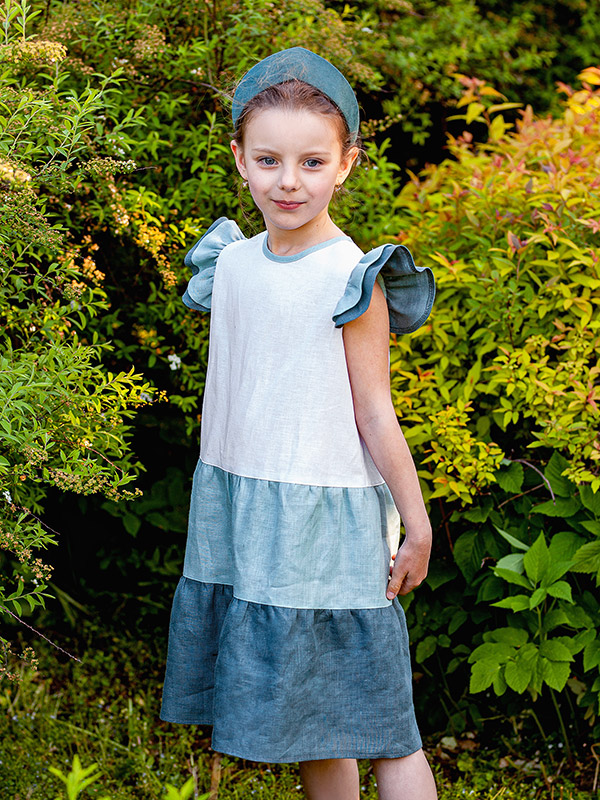 Льняной сарафан Кокетка зелено-голубой фото 4