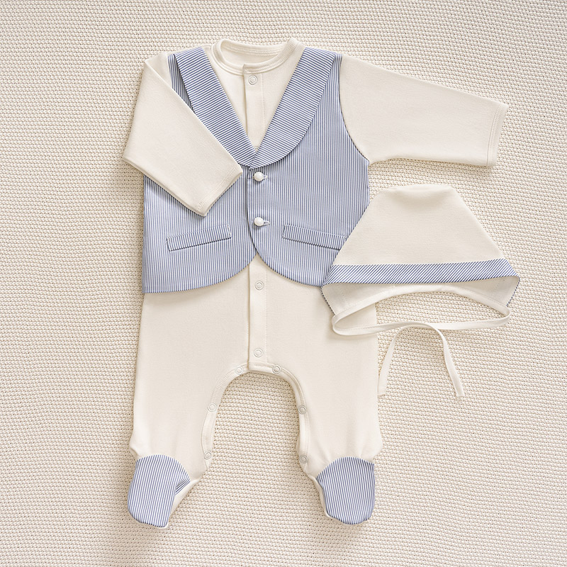 Костюмчик/комплект с уголком Денди нежная полоска фото 4