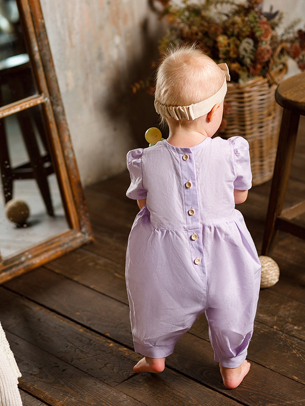 Льняной комбинезон Безе лаванда фото 4