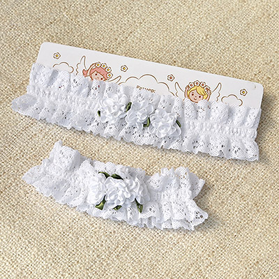 Фото товара "Кружевная повязка с цветочками" из магазина ЛиноБамбино