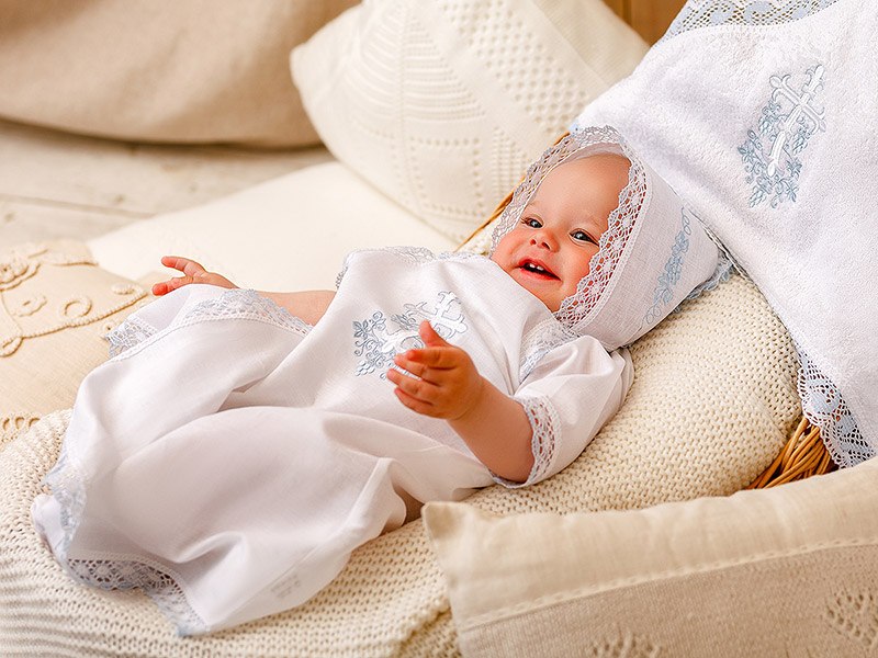 Крестильный набор "Голубая лоза" с полотенцем фото 1