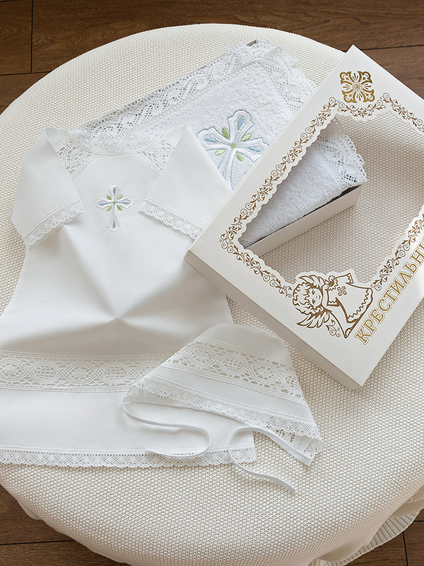 Крестильный набор для мальчика "Алексей" с полотенцем фото 4