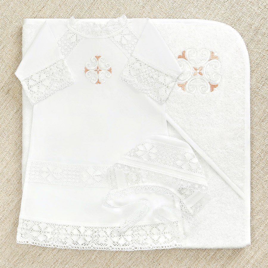 Крестильный набор для девочки "Ольга" с полотенцем фото 3