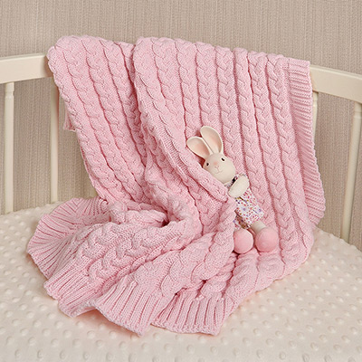 Фото товара "Детский плед "Косички" розовый" из магазина ЛиноБамбино