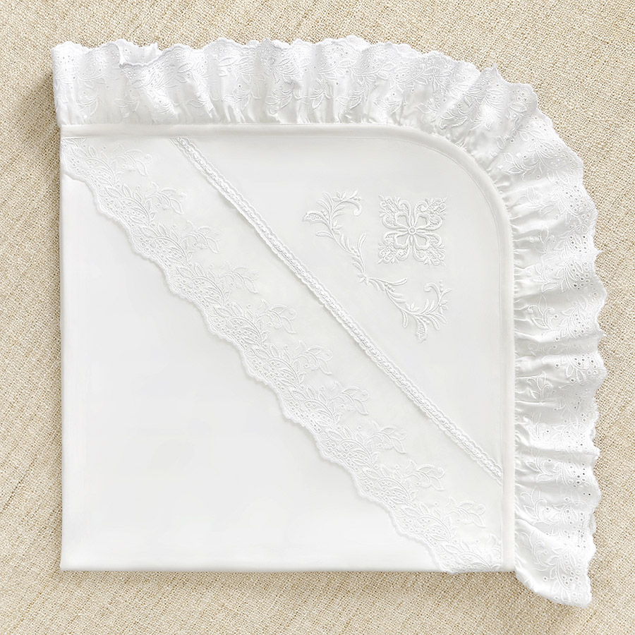 Пеленка для крещения "Винтаж" с оборкой из шитья фото 1
