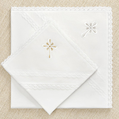 Кружевная пеленка для крещения "Лучезарный крест" - миниатюра фотографии товара в каталоге ЛиноБамбино