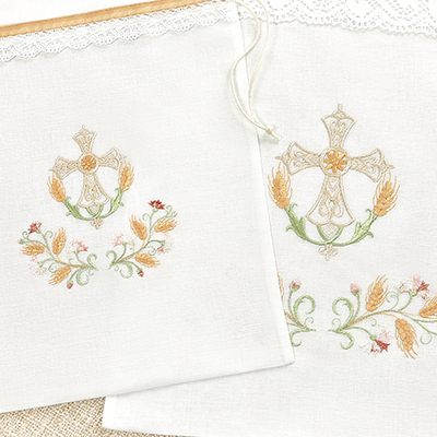 Фото товара "Мешочек для крестильных принадлежностей "Крест с колосьями"" при наведении