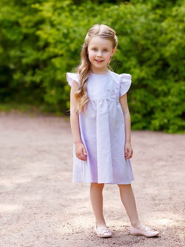 Платье Котенок лавандовое лён фото 1