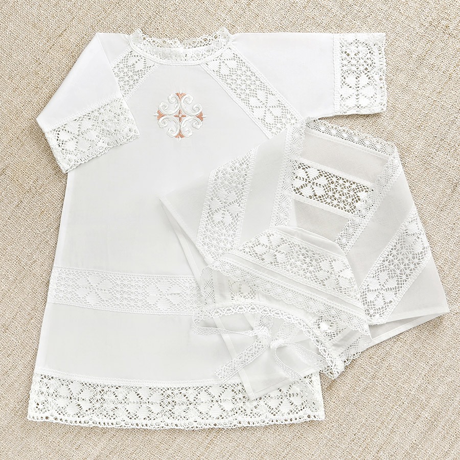 Крестильный комплект "Ольга" для девочки с пеленкой фото 1