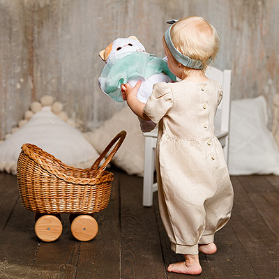 Фото товара "Льняной комбинезон Безе бежевый" при наведении