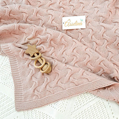 Фото товара "Плед "Остин",  пудра" из магазина ЛиноБамбино