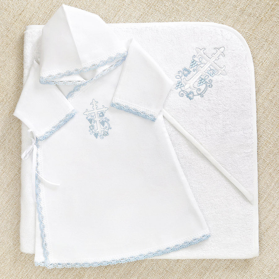 Крестильный набор "Голубой лучик" с полотенцем фото 4