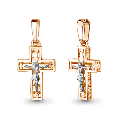 Золотой крестик 14879АКВ - миниатюра фотографии товара в каталоге ЛиноБамбино