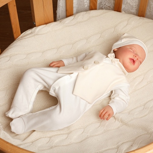 Костюм на выписку мальчика "Джентльмен" шампань - миниатюра фотографии товара в каталоге ЛиноБамбино