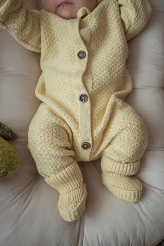 Вязаный текстурный комбинезон Желтый фото 2