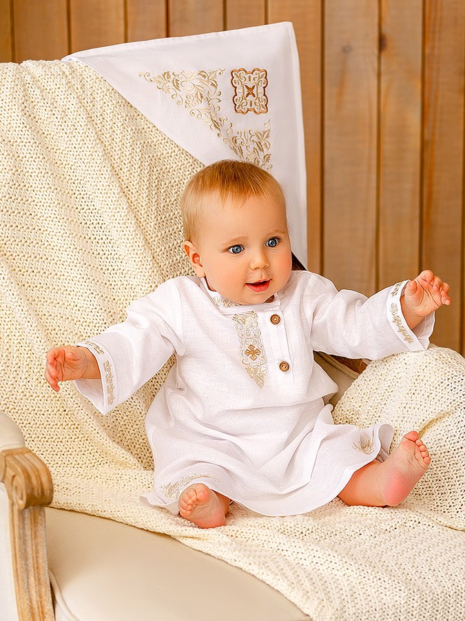 Крестильный комплект "Михаил" для мальчика с пеленкой-крыжмой фото 2