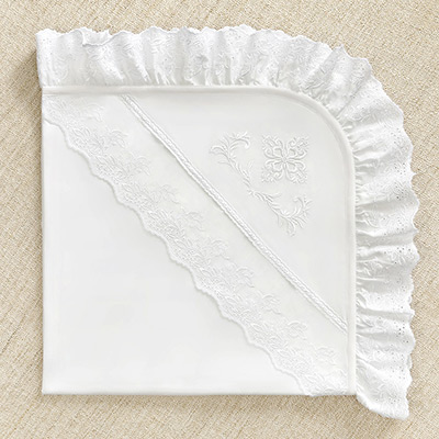 Фото товара "Пеленка для крещения "Винтаж" с оборкой из шитья" при наведении