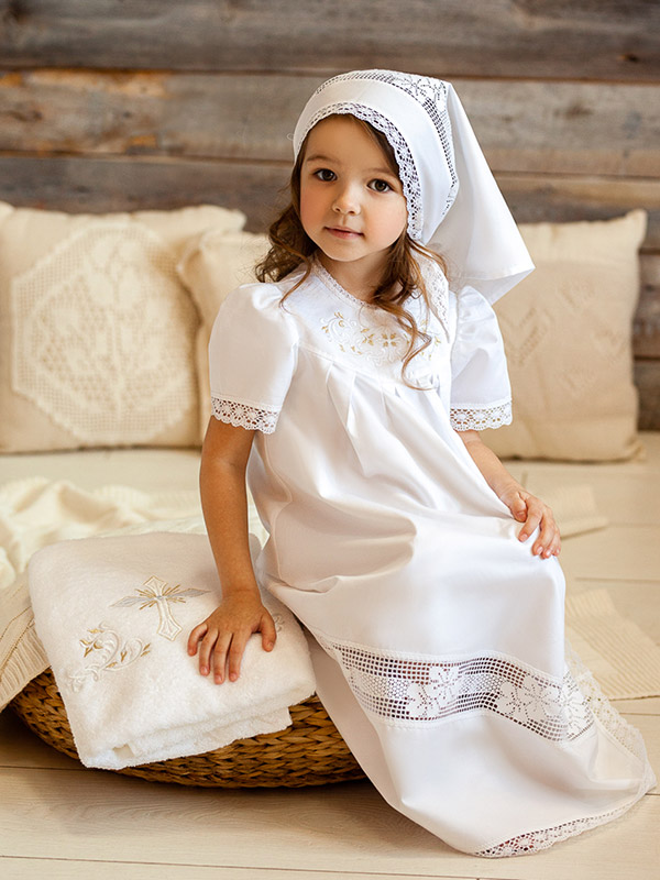 Крестильный набор для девочки "Ксения" с полотенцем фото 1