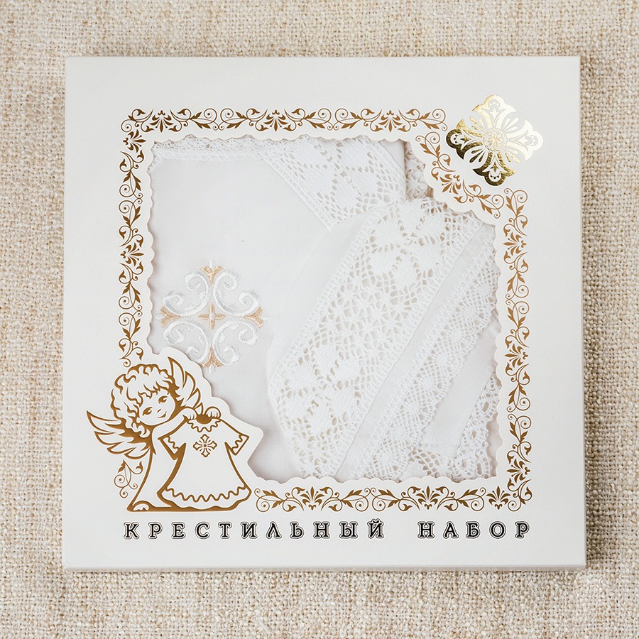 Крестильный комплект "Ольга" для девочки с пеленкой фото 7