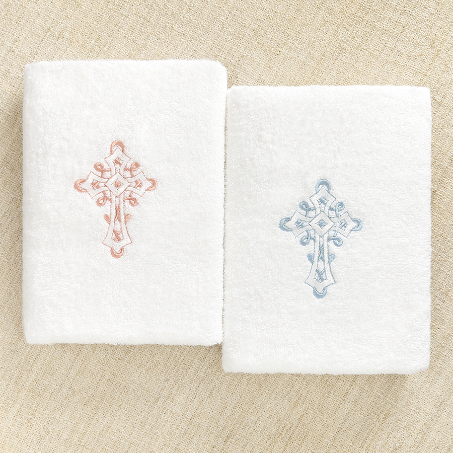 Махровое крестильное полотенце "Крест с завитками" фото 2