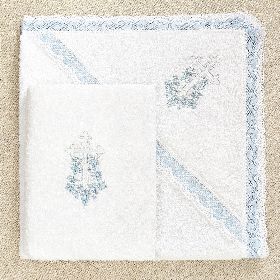 Крестильный набор "Голубая лоза" с полотенцем фото 4