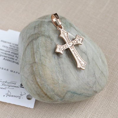 Фото товара "Золотой крестик 10274АКВ" при наведении