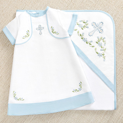 Крестильный комплект "Василёк" для мальчика с крыжмой - миниатюра фотографии товара в каталоге ЛиноБамбино