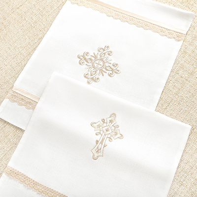 Мешочек для крестильных принадлежностей "Бежевый крест" - миниатюра фотографии товара в каталоге ЛиноБамбино