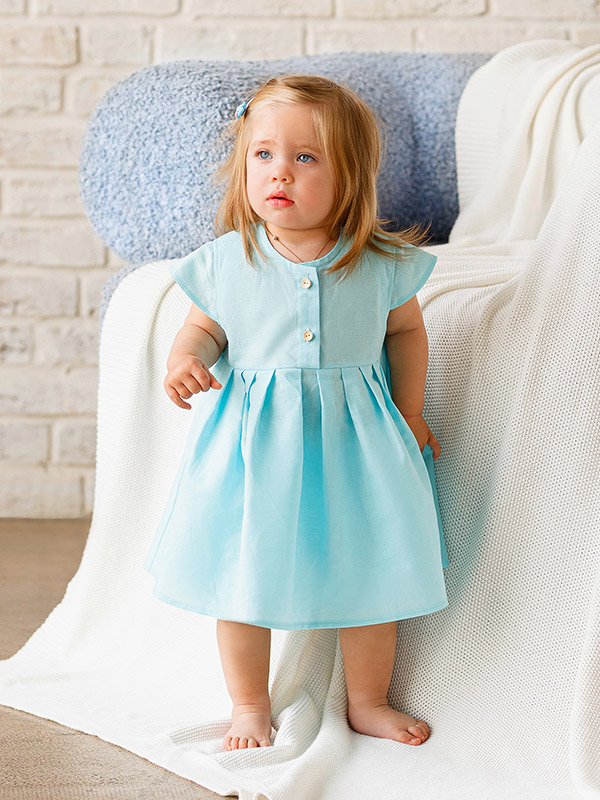 Льняное платье с шортами Милаша бирюза фото 2