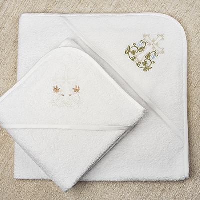 Крестильное полотенце с уголком "Процветший крест" - миниатюра фотографии товара в каталоге ЛиноБамбино