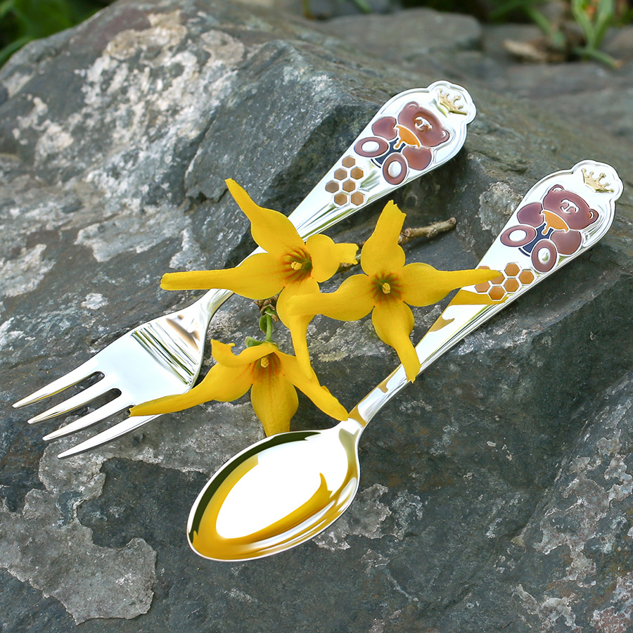 Серебряная ложка и вилка "Мишка" фото 4