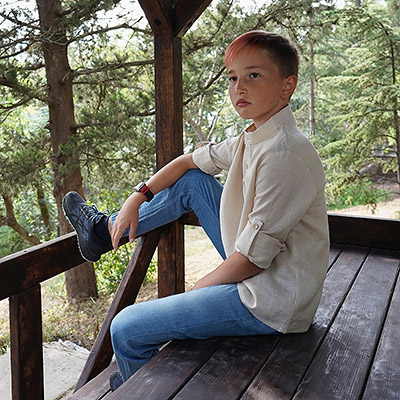 Рубашка для мальчика бежевый лен