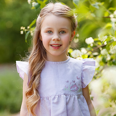 Фото товара "Платье Котенок лавандовое лён" при наведении