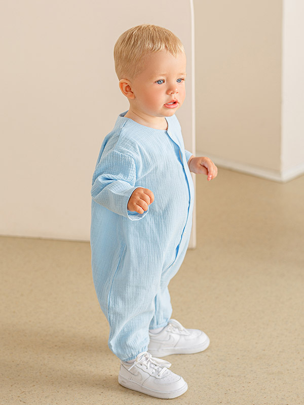 Комбинезон Облачко голубой из муслина фото 2