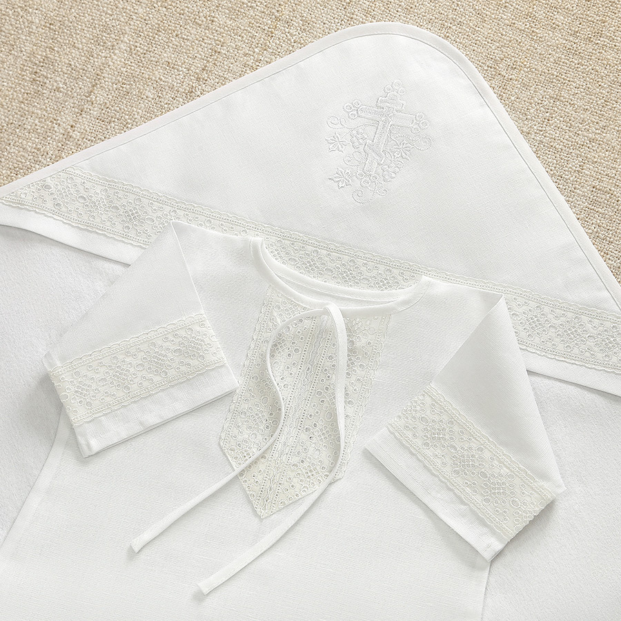 Крестильный комплект "Ручеек" для ребенка с пеленкой фото 5