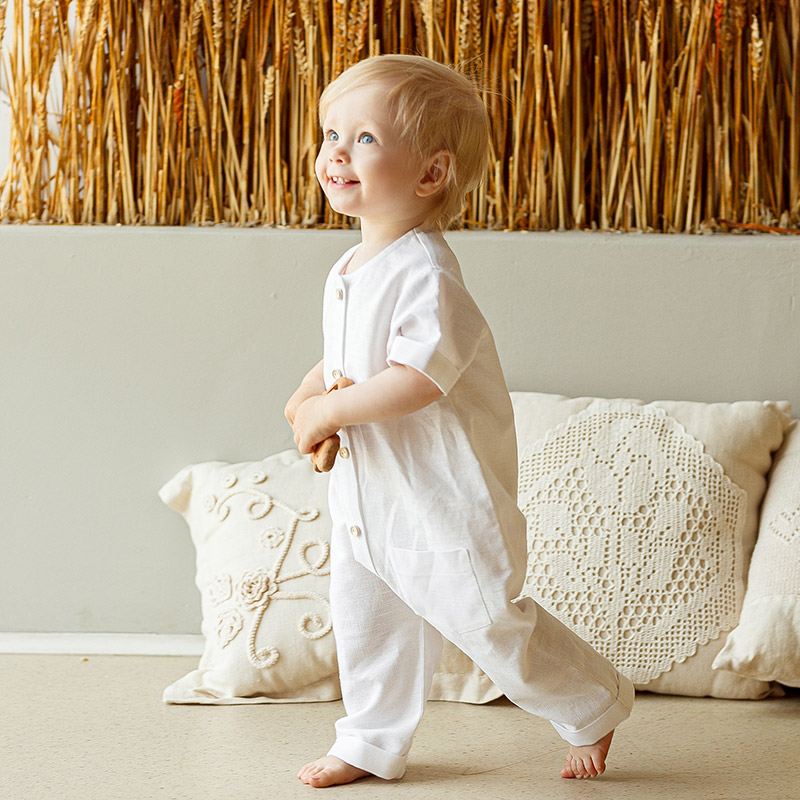 Льняной комбинезон Ветерок белый фото 2