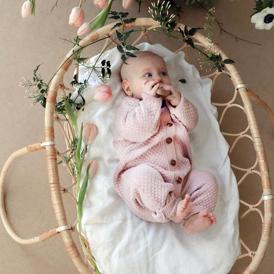 Вязаный текстурный комбинезон Пудровый фото 2